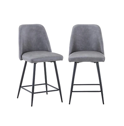 Jofran Mid-Century Modern Faux Leather Upholstered Counter Height Barstool (Set of 2