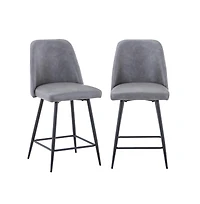 Jofran Mid-Century Modern Faux Leather Upholstered Counter Height Barstool (Set of 2