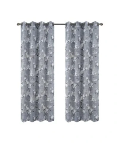 Olivia Gray Blossom Printed Blackout Grommet Curtain Panel