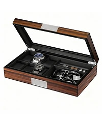 Yigii Luxury Pu Leather Watch, Cufflinks & Sunglasses Organizer