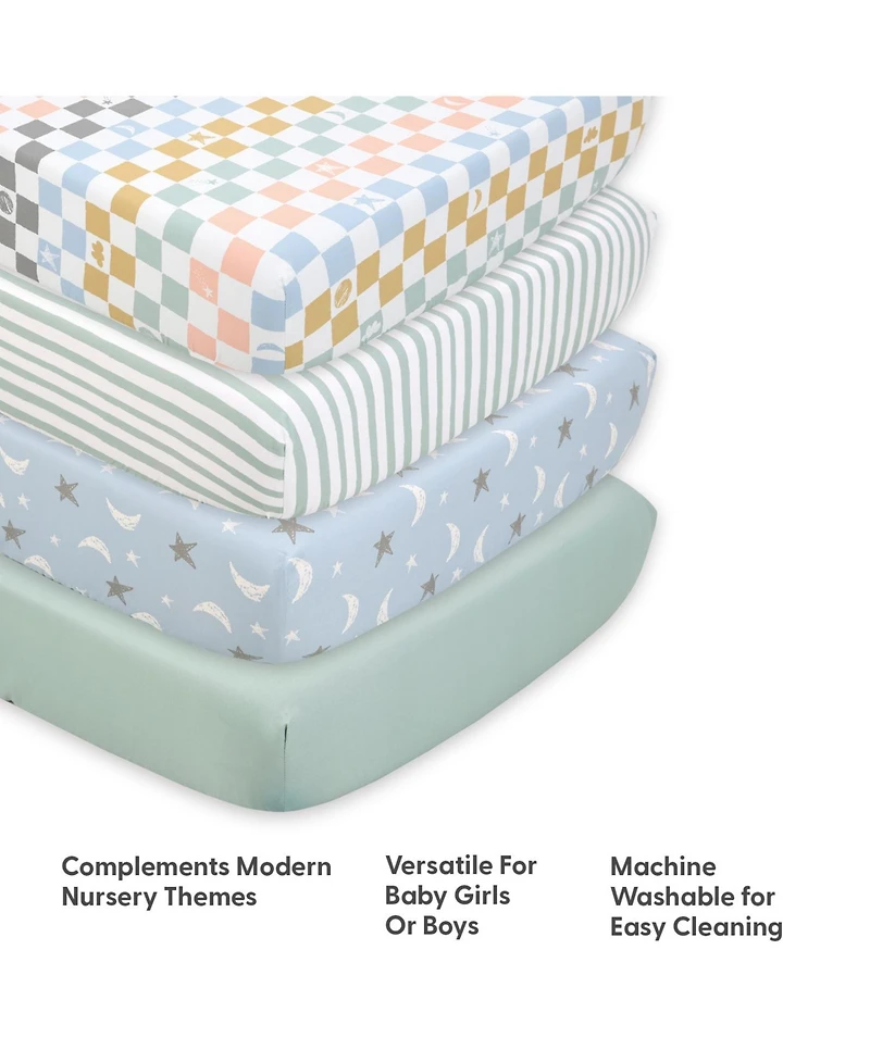 The Peanutshell Celestial Multi 4-Pack Fitted Crib Sheets