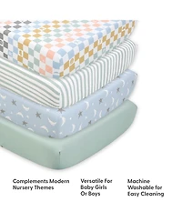 The Peanutshell Celestial Multi 4-Pack Fitted Crib Sheets