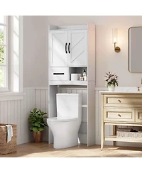 Homfan Over The Toilet Cabinet, Bathroom Storage Organizer, FreeStanding Toilet Shelf for Bathroom, Restroom, Laundry, with Paper Storage
