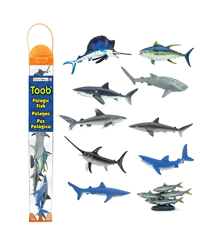Safari Ltd Pelagic Fish Toob – Hand Painted Marine Life Figurines Set Featuring Sharks, Swordfish