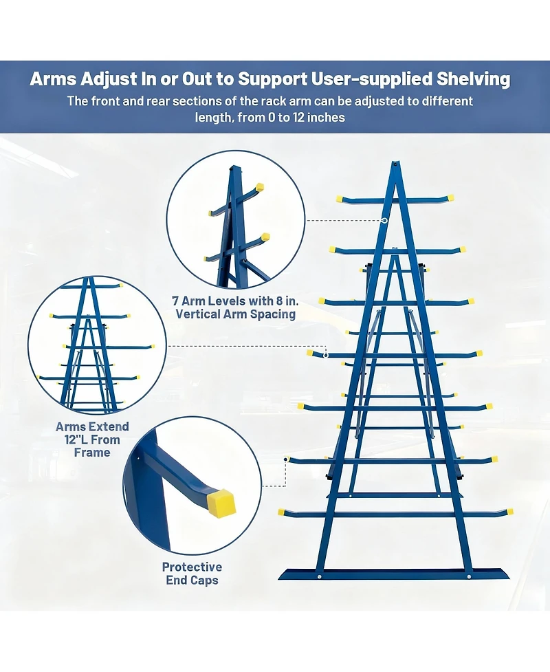 Yigii Adjustable Bar Pipe Storage Rack, 7 Levels