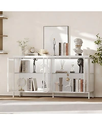 Yigii Led Illuminated Sideboard with Clear Shelves and Metal Frame for Living Room