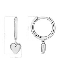 Devata Heart Hoop Earrings in Rhodium Plated Sterling Silver