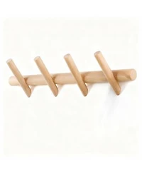 Yigii Beech Wood Wall Hooks For Coats Hats Scarves Durable Easy Install