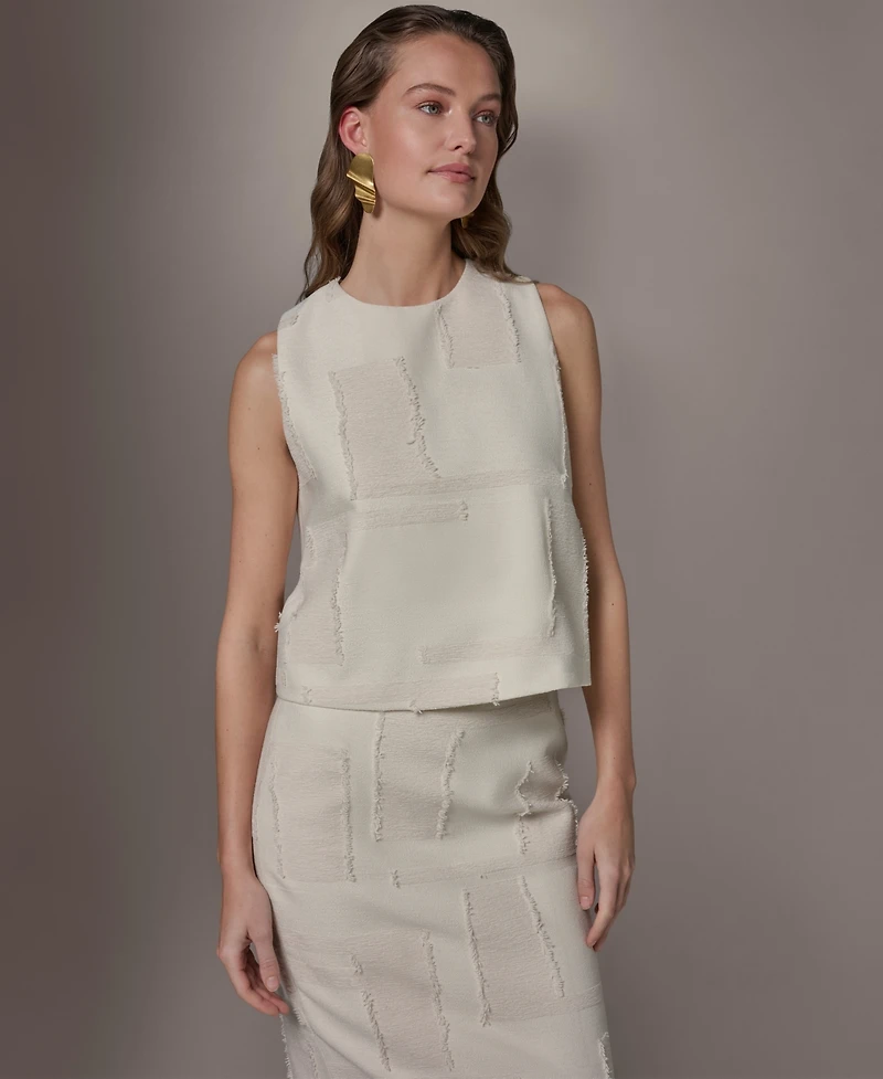 Donna Karan New York Petite Round Neck Crop Top