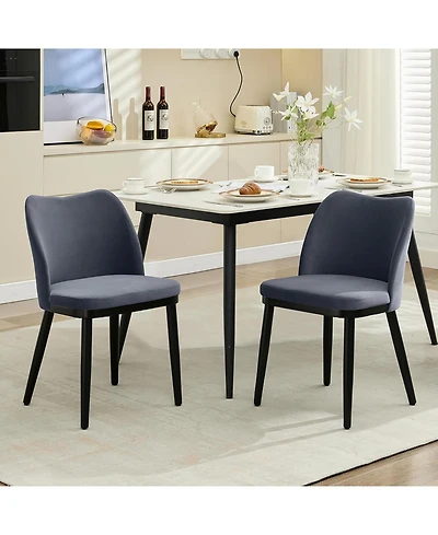 gaomon 2 Dining Chairs, Upholstered Velvet Dining Room Side Chairs, Chair for Dining Room with Padded Seat & Wood Legs-Modern Chairs