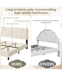 gaomon California King Platform Bed with Adjustable Headboard, Linen Upholstered Frame