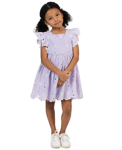 Rare Editions Girls' 2T-6X Eyelet Squared Dress