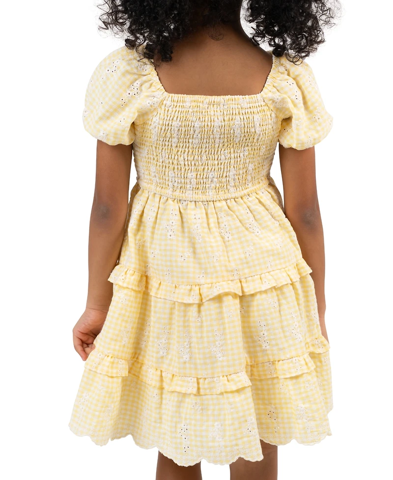 Rare Editions Girls' 7-16 Eyelet Smocked Square Neck Dress and Bag, 2-Piece Set