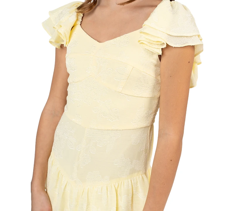 Rare Editions Girls' 7-16 Organza Flutter-Sleeve Sweetheart Dress