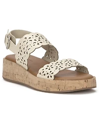 Lucky Brand Women's Elsie Double Band Round Toe Wedge Sandals