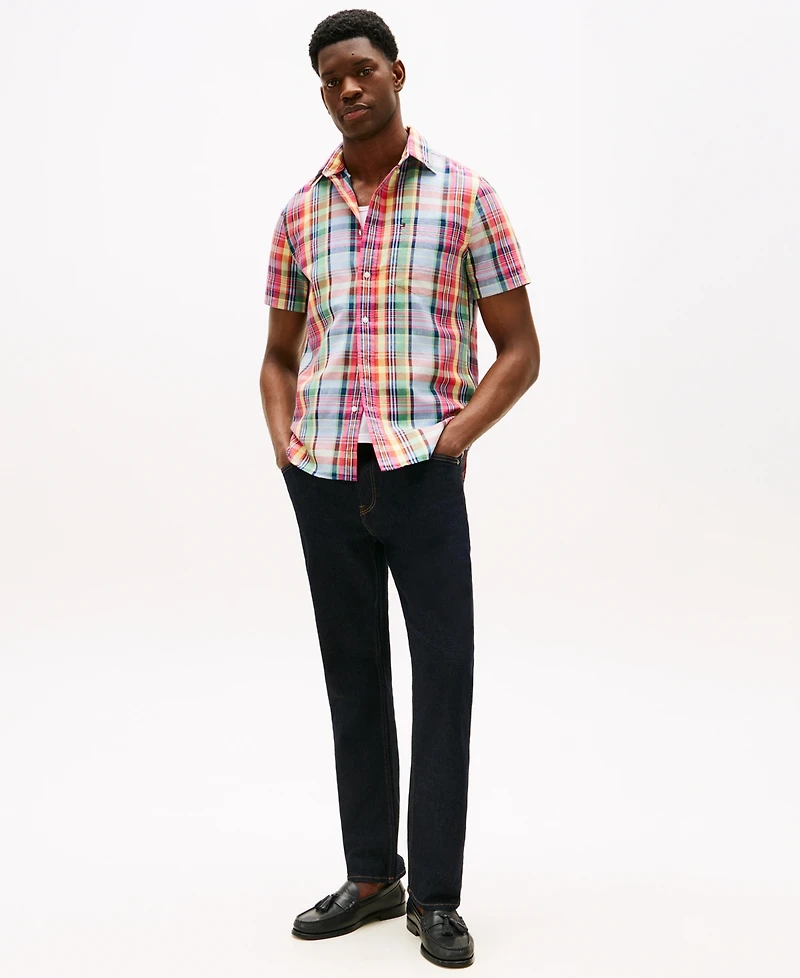 Tommy Hilfiger Men's Madras Plaid Short-Sleeve Shirt