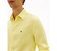 Tommy Hilfiger Men's Pigment-Dyed Linen Button-Down Long Sleeve Shirt
