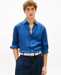Tommy Hilfiger Men's Pigment-Dyed Linen Button-Down Long Sleeve Shirt