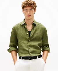 Tommy Hilfiger Men's Pigment-Dyed Linen Button-Down Long Sleeve Shirt