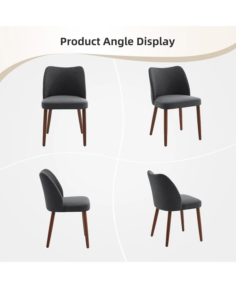 gaomon Dining Chair Set of 4, Linen Upholstered Dining Chair with Wood Legs, Wing Backrest, Wooden Kitchen Chair, Kitchen Chairs with Thick Cushions