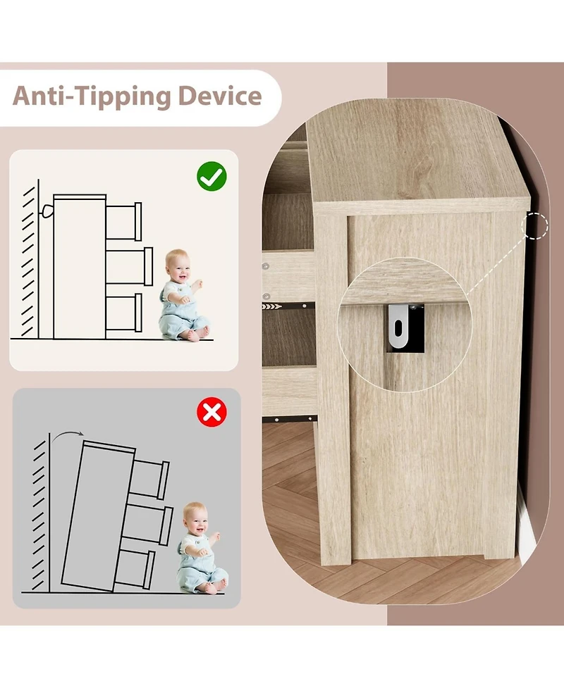 gaomon 6 Drawer Dresser for Bedroom, Wide Handle-Free Wooden Chest of Drawers, Modern Storage Cabinet for Living Room or Entryway