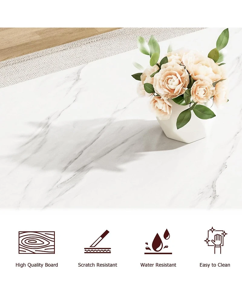 gaomon Kitchen Table with 2 Benches Dining Table Set for 4 with Faux Marble Tabletop Saving Space Dining Room Table Set