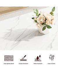 gaomon Kitchen Table with 2 Benches Dining Table Set for 4 with Faux Marble Tabletop Saving Space Dining Room Table Set