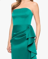 Betsy & Adam Women's Strapless Ruffle Detail Gown