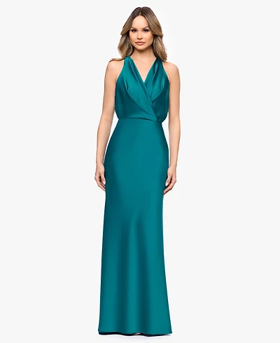 Betsy & Adam Petite V-Neck Sleeveless Ball Gown