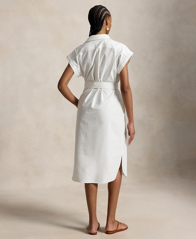 Polo Ralph Lauren Women's Point Collar Cap-Sleeve Belted Shirt Dress