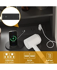 gaomon Makeup Vanity Desk with 3 Color Led Mirror - Dressing Table with Power Outlet - Vanity Table with 3 Drawers