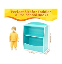 gaomon 2-Tier Kids Toy Storage Organizer with Bookshelf, Wooden Book Display Shelf for Playroom