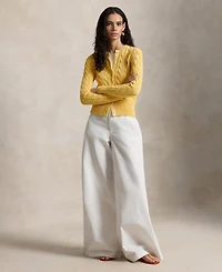 Polo Ralph Lauren Women's Cable-Knit Cotton Crewneck Cardigan Sweater