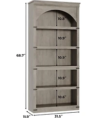 gaomon 68.7" Tall Arched Bookcase – 5-Shelf Farmhouse Wooden Bookshelf with Curved Storage Rack for Home Office, Living Room, or Bedroom