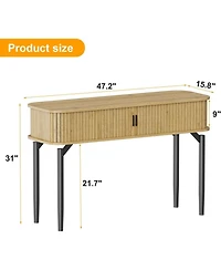 47" Entryway Table with Fluted Slide Doors, Console Storage Space, Sofa Narrow Long for Living Room, Hallway, Front Hall