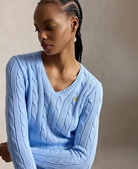 Polo Ralph Lauren Women's Cable-Knit Cotton V-Neck Sweater