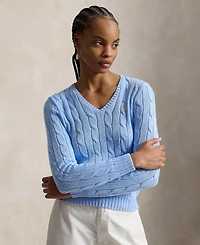 Polo Ralph Lauren Women's Cable-Knit Cotton V-Neck Sweater