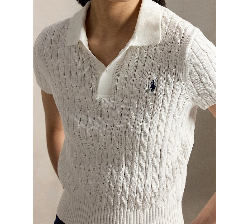 Polo Ralph Lauren Women's Slim Fit Ribbed Collar Cropped Sweater