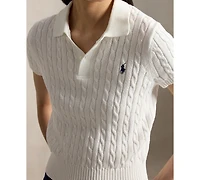 Polo Ralph Lauren Women's Slim Fit Ribbed Collar Cropped Sweater