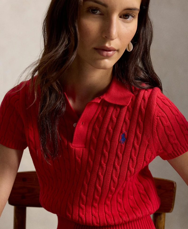Polo Ralph Lauren Women's Slim Fit Ribbed Collar Cropped Sweater