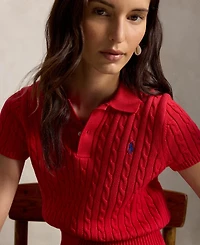 Polo Ralph Lauren Women's Slim Fit Ribbed Collar Cropped Sweater