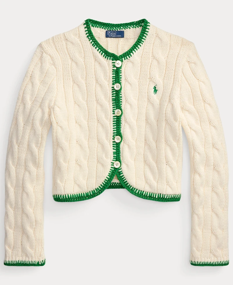 Polo Ralph Lauren Women's Crewneck Buttoned Placket Cropped Cardigan