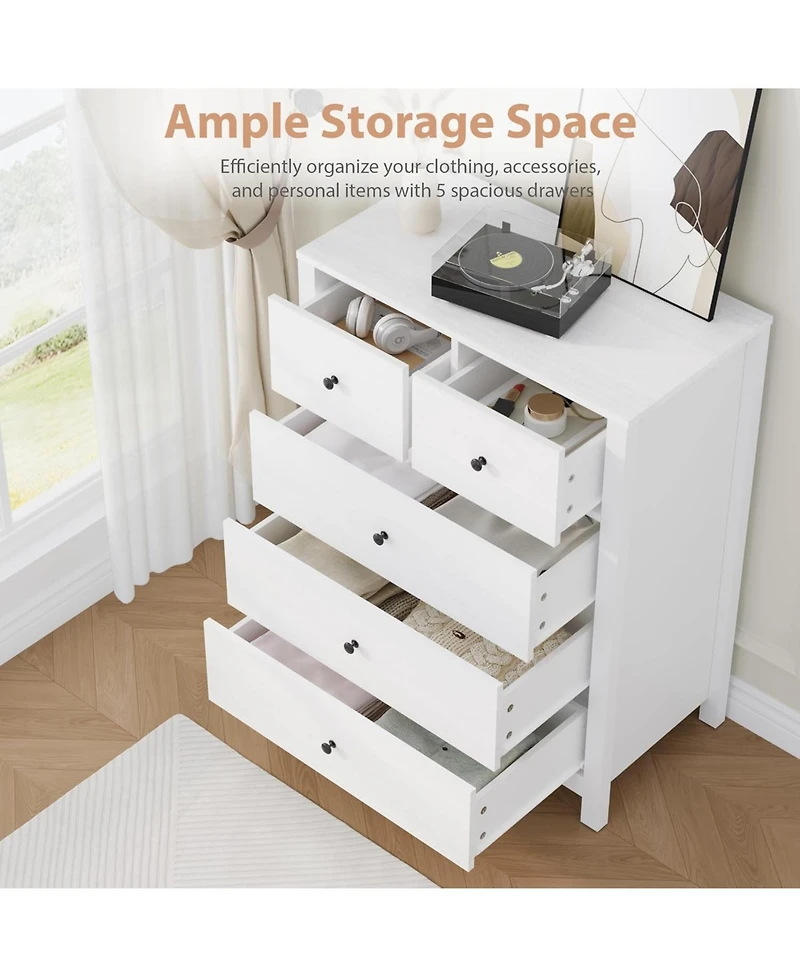 gaomon Dresser for Bedroom, Tall 5 Drawer , Modern Wooden Double Chests of Drawers Kids Entryway, Hallway