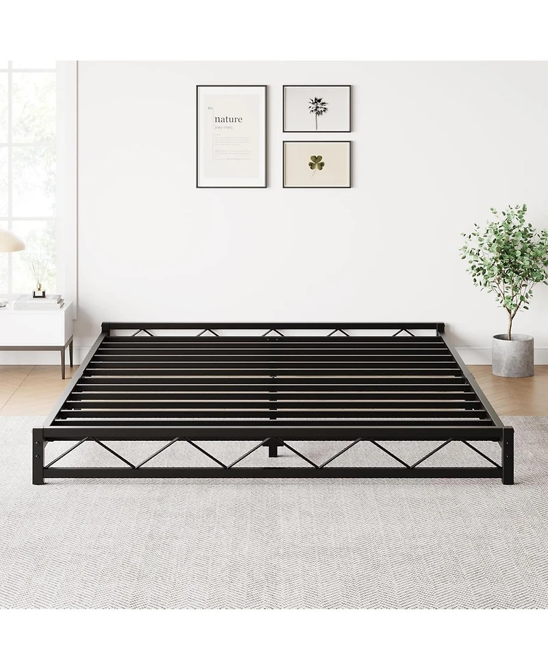 gaomon Queen Bed Frame, Metal Low Platform Bed Frame, Queen Size Bed Frame with Metal Slat Support, Mattress Foundation, Under Bed Storage, No Box
