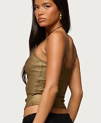 Edikted Women's Anaia Metallic Ribbed Tank Top