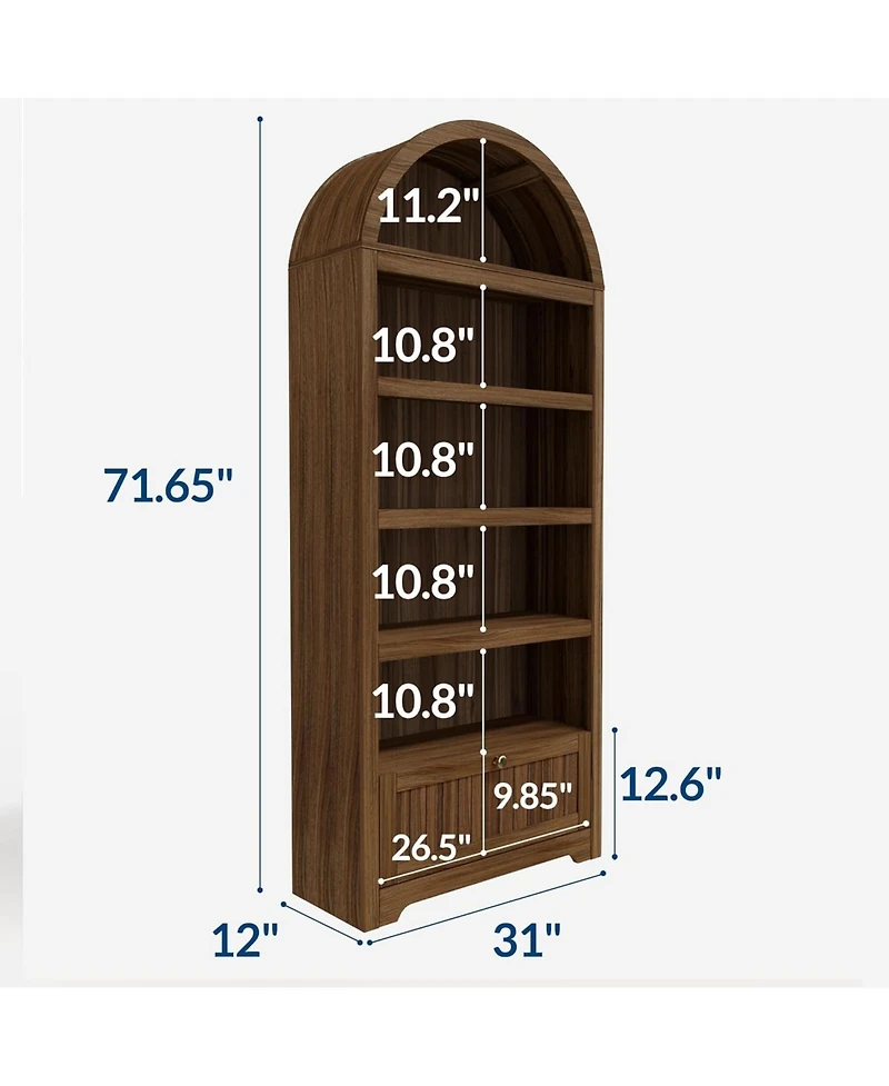 gaomon 71" Tall Arched Storage Cabinet with Drawer, 6-Tier Freestanding Arch Pantry Adjustable Shelves