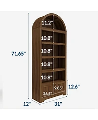 gaomon 71" Tall Arched Storage Cabinet with Drawer, 6-Tier Freestanding Arch Pantry Adjustable Shelves