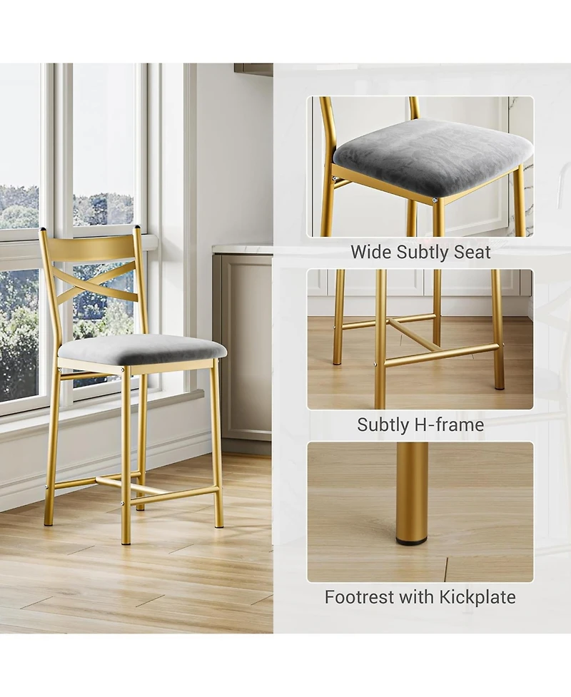 gaomon Bar Stools Set of 4 Kitchen Barstools with Footrest and Back Pu Leather Counter Height Bar Stools with Footrest Bar Charis