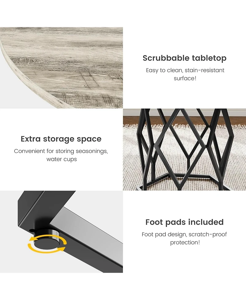 gaomon 47 Inch Round Dining Table Farmhouse Diner Table for 4-6 People Kitchen and Dining Room Tables Wood Circle Table for Kitchen Dining Room