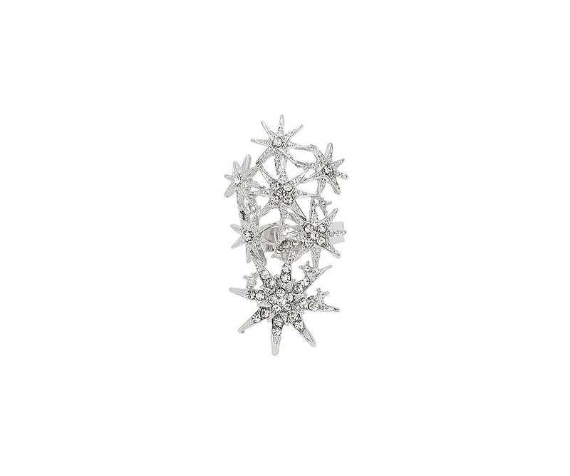 Sohi Women's Silver Celestrial Cocktail Ring